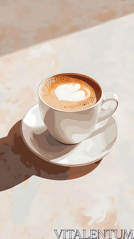 Sunlit latte moment with gentle painterly warmth.