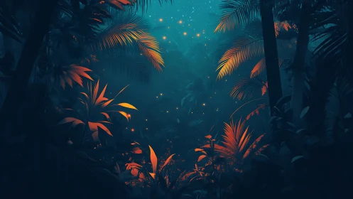 Luminescent Jungle Dreams Under Teal Starlight.