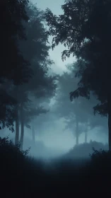 Misty Forest Path Invites Peaceful Solitude