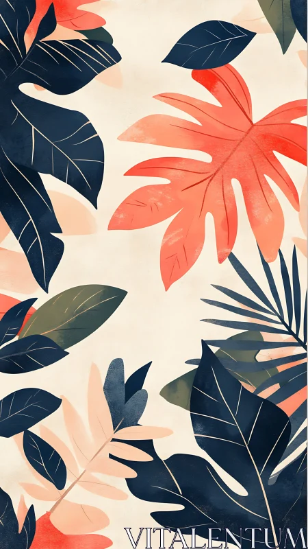 Sunlit coral jungle leaves dancing on creamy silence.