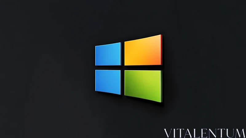 Minimalist colored window logo floats on deep black