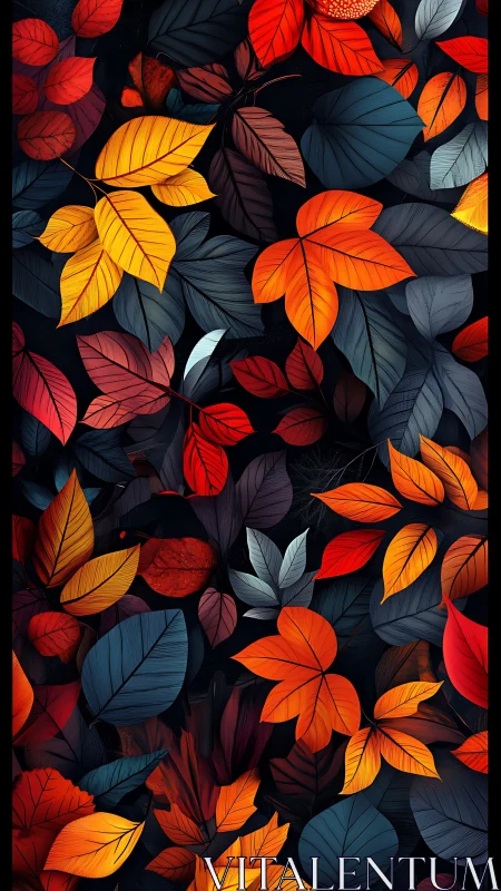Digital foliage tapestry with chromatic autumn leaf layering.