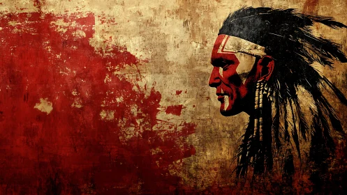 Profile portrait set against a distressed red mural.