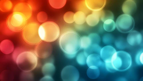 Vibrant abstract bokeh background with glowing circles, digital art.
