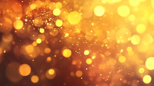 Glowing Golden Bokeh Lights Background in Festive Abstract Style.