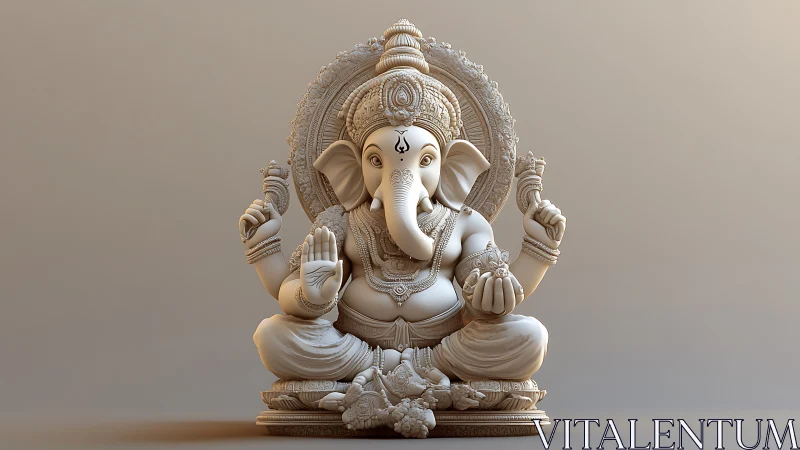 Serene ivory Ganesh sculpture in gentle golden light.