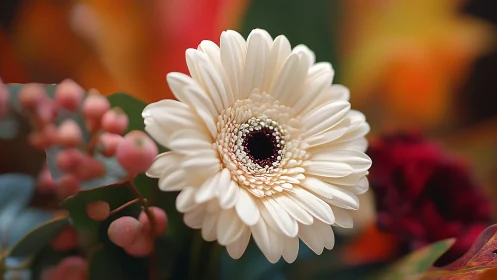 Gerbera daisy displaying radial petal structure with visible stamen.