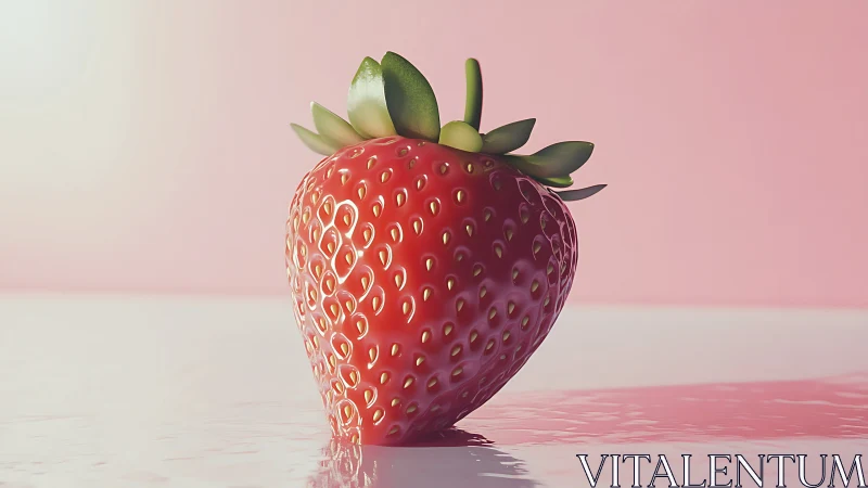 Hyperreal 3D strawberry model under soft pink studio lighting