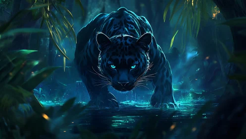 Bioluminescent Predator Emerges From Neon Waters