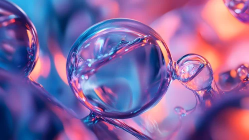 Abstract close-up of colorful glass bubbles with vibrant lighting.