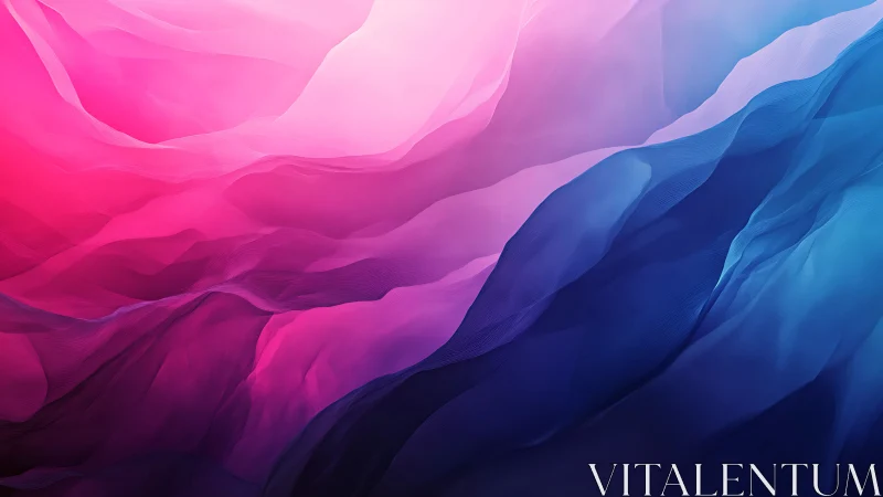 Gradient silk waves merge pink and blue transparent folds.