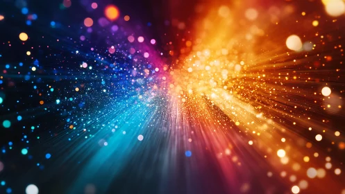 Vibrant abstract burst of colorful light and particles digital art.