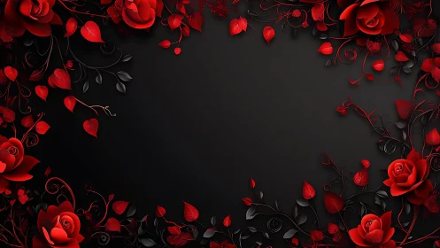 Crimson Blooms Dance on Velvet Darkness.