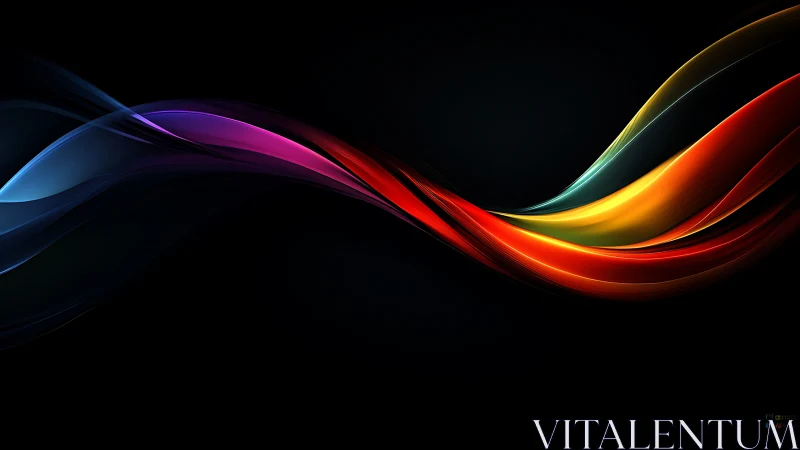 Chromatic wave ribbons on deep black vector field design.