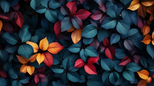 Colorful woodland leaves drift gently in a calming twilight