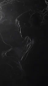 Whispering smoke sketches a solitary profile from darkness