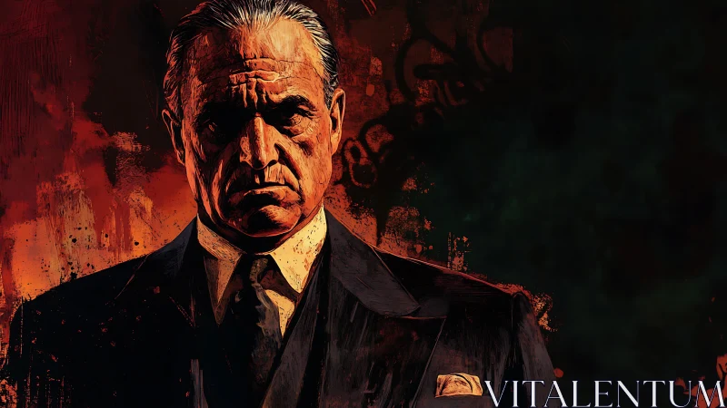 Commanding older man stands in bold, dramatic portrait light