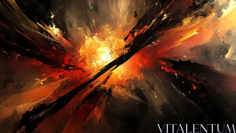 Abstract explosion of fiery colors in dynamic digital painting.