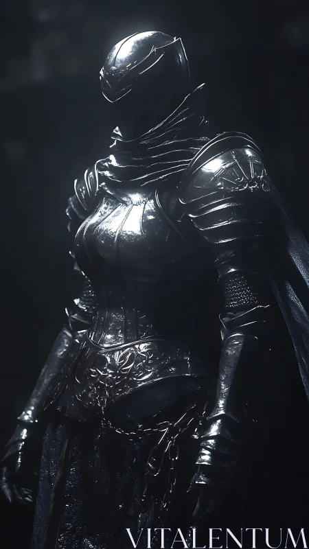 Specular-lit black knight armor with high-gloss PBR shading