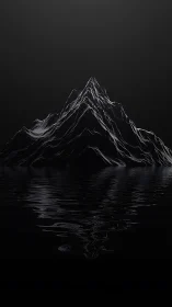 Parametric mountain silhouette with reflective wavefield rendering.
