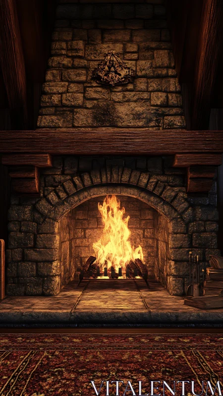 Cozy Fireplace Warmth and Stone Architecture