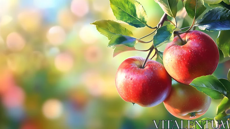 Sunlit apples lean into a jeweled bokeh of late summer color