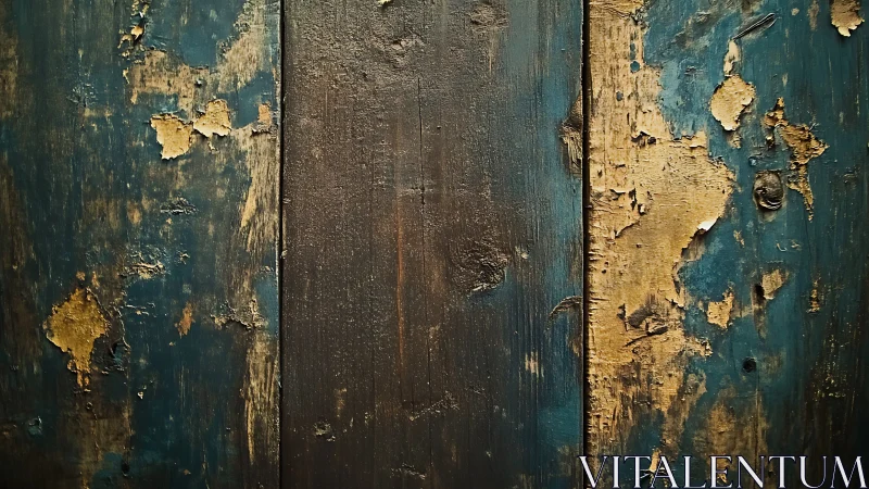 Weathered teal wooden boards tell a quiet, rustic story
