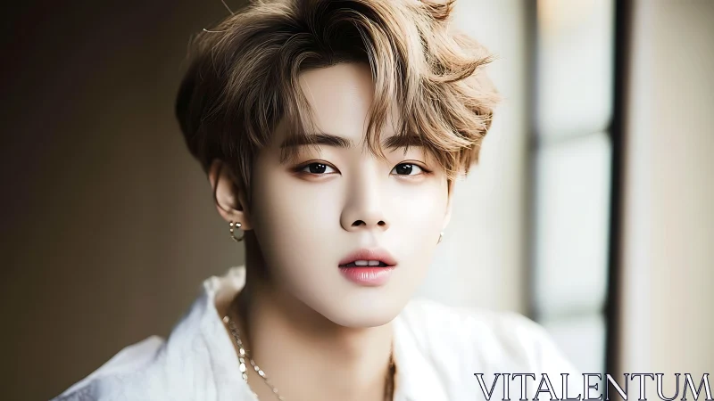 Soft-lit digital portrait of youthful person indoors.