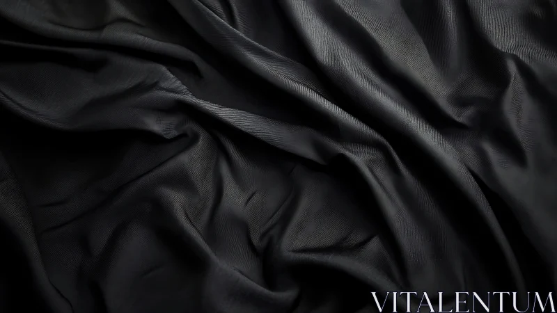 Midnight fabric choreography: Black silk whispers in sculptural folds.