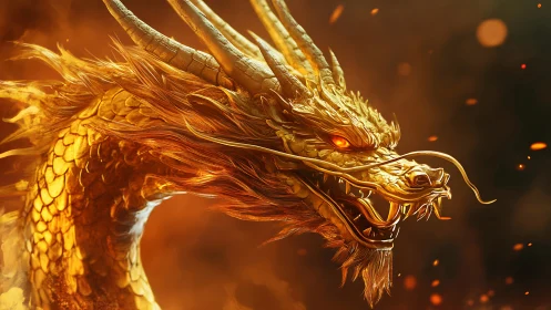 Blazing Ember-Scaled Dragon King in molten sunrise fury.