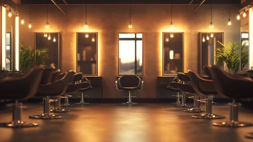 Velvet-lit salon sanctuary waiting for its next hair story.