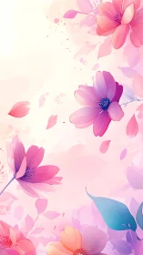 Gradient Bloom Composition: Pink Cosmos Flowers with Layered Petal Dynamics