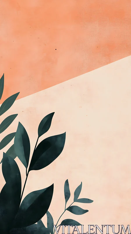 Soft coral backdrop welcomes graceful dark green leaves