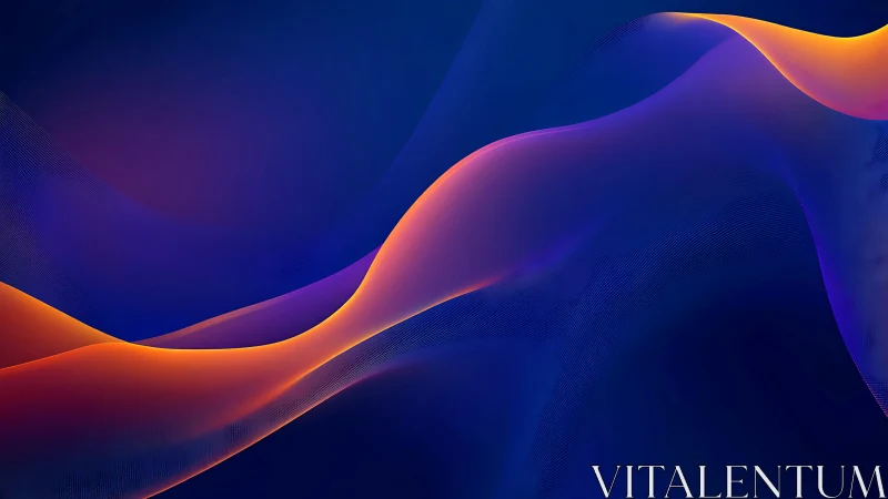 Gradient waveforms with orange-violet ribbons on deep blue field.