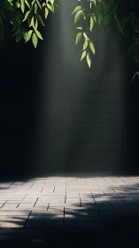 Quiet leaves rehearse sunlight on a stage of pale stone