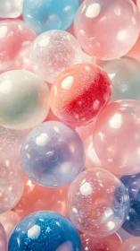 Luminous pastel spheres in glossy close-up composition.
