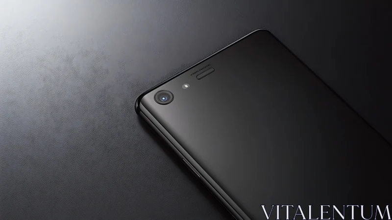 Black smartphone with single rear camera on dark surface.