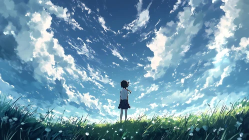 Sky-drenched daydream as a lone student tastes the horizon.