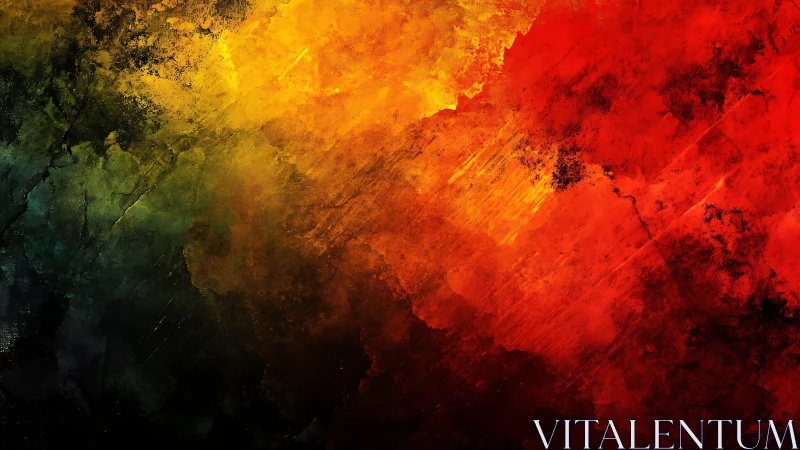 Vivid Abstract Texture With Red, Yellow, and Black Brush Strokes.