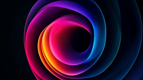 Concentric neon gradients form a toroidal abstract structure with depth