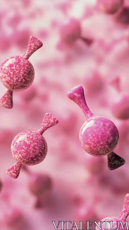 Glittery Pink Spheres with Stems in Soft Focus.
