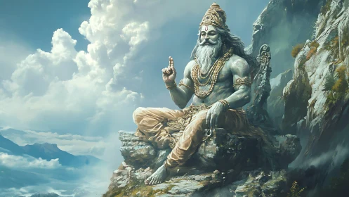 Mountain sage of calm skies in quiet conversation with clouds.