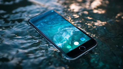 Waterproof Phone Floating Peacefully in Crystal Blue Water