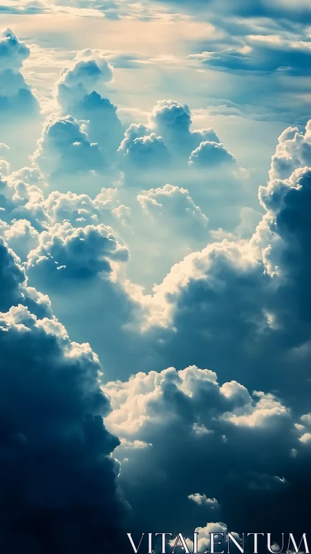 Photorealistic stratocumulus cloudscape with vertical depth study.