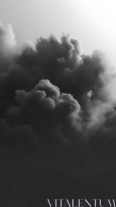 Brooding storm clouds in dramatic monochrome light.