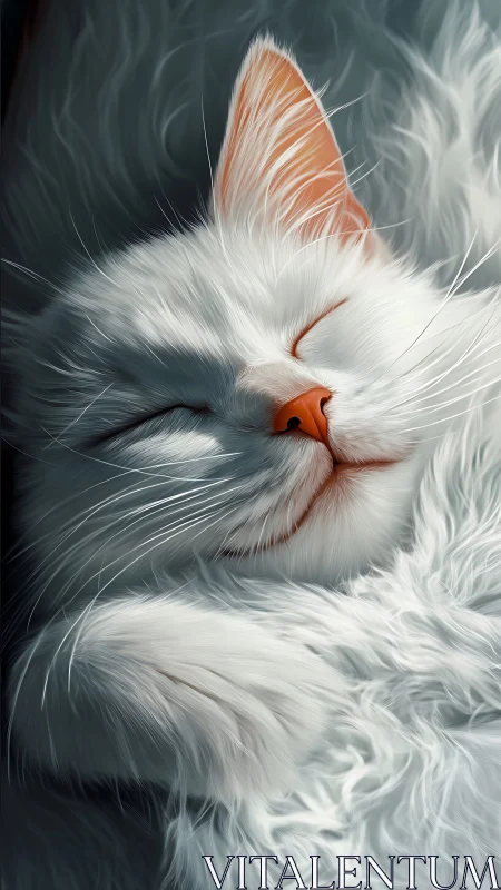 Felid Cranial Study with Chromatic Ear Rendering and Tonal Wash Background.