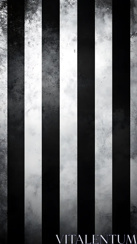 Vertical black and white stripes form distressed metal panel