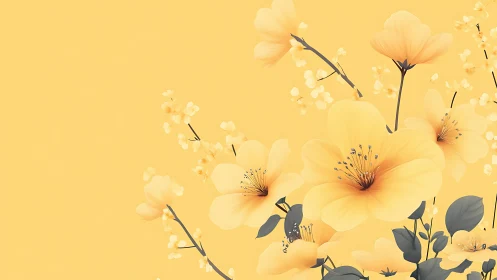 Delicate Yellow Flowers Dance Across a Sunny, Dreamy Canvas