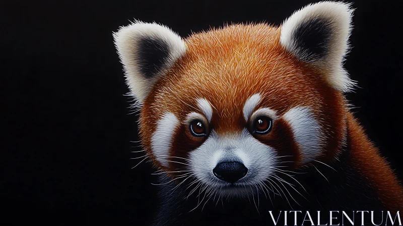 Red panda stargazer framed in velvety midnight shadows.