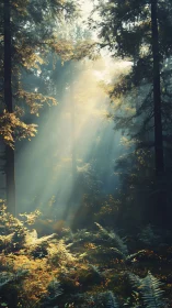 Celestial Rays Pierce Emerald Forest Cathedral.